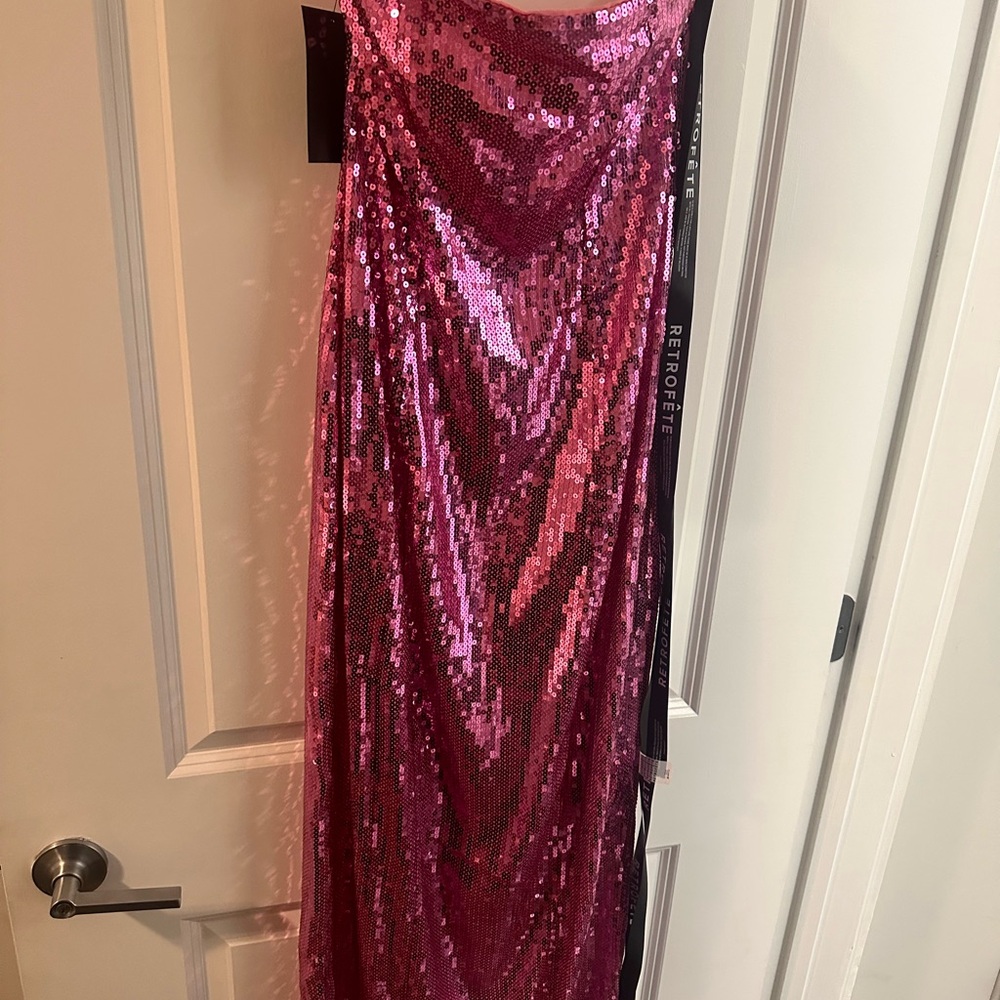 Pink Sequin Strapless Gown - Picture 9 of 11